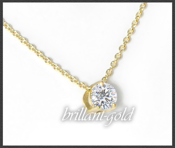 Anhänger + Kette in 585 Gelbgold, 0,57ct, VS1